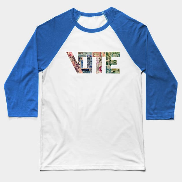 Vote stamps dark backgrounds Baseball T-Shirt by Voter Merch